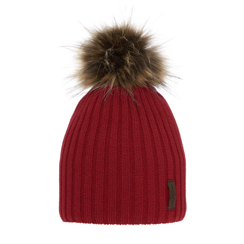 Pojke vintermössa, bordó, med pompom, Amur