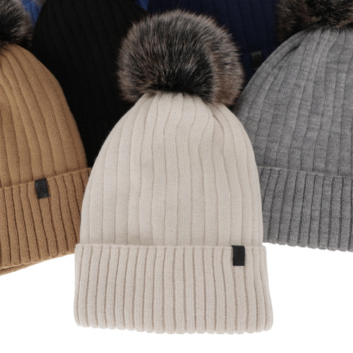 Pojke vinter set: mössa och halsduk, camel, med pompom, Relax