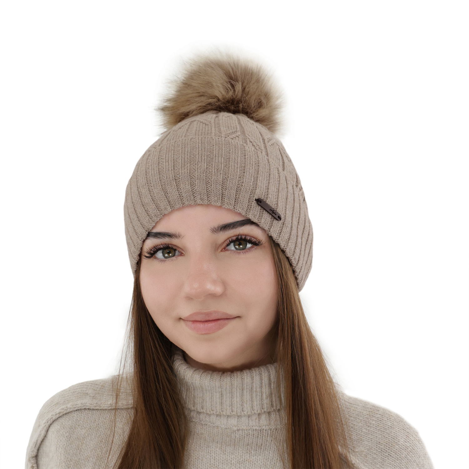 Dam vintermössa, camel, med merinull, Talaria