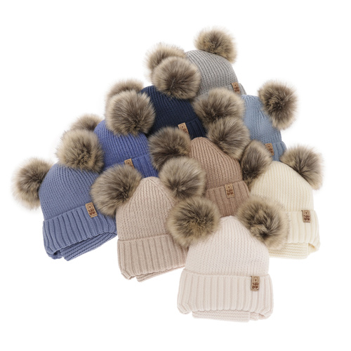 Pojke vinter set: mössa och tubhalsduk, blå, med knytband, 100% Merino Ull, Konor