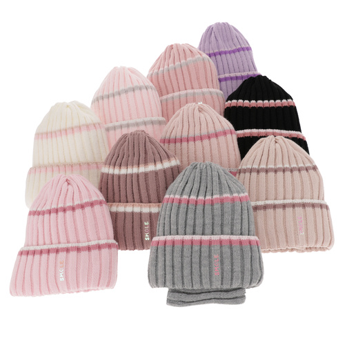 Flicka vinter set: mössa och tubhalsduk, beige, Judit