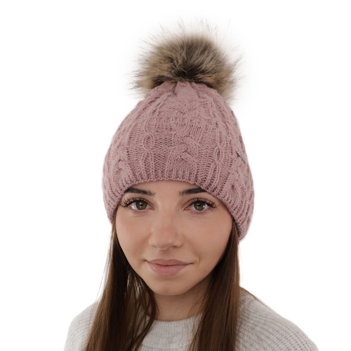 Dam vintermössa, wrzosowa, med pompom, Omega