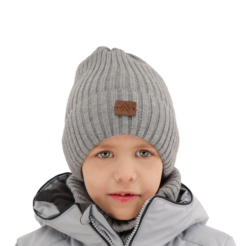 Pojke vinter set: mössa och tubhalsduk, beige, Fargo
