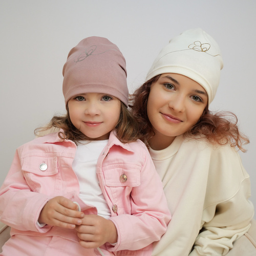 Flicka höst/vår set: mössa och halsduk, lila, bomull, Jula