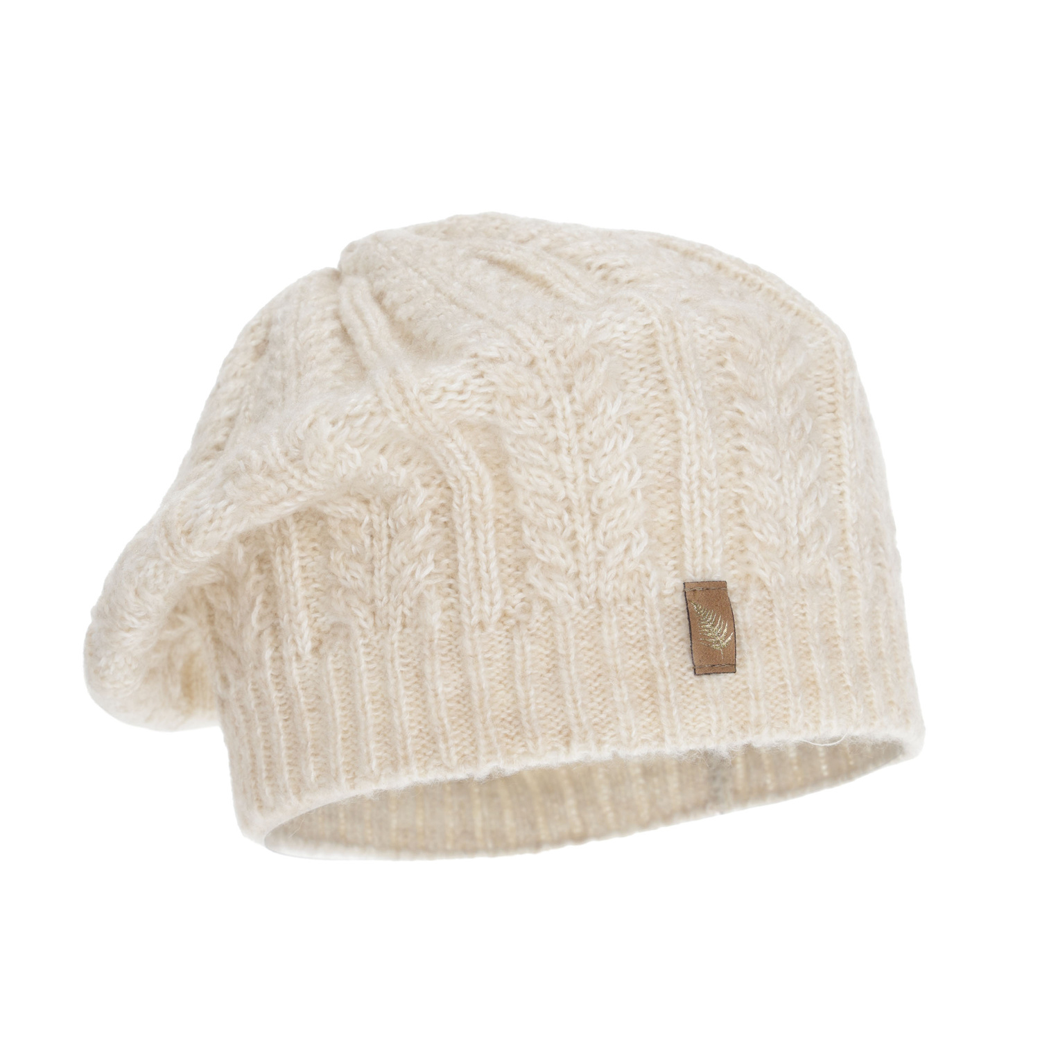 Dam vinter beret, ljusbeige, med merinull, Senja