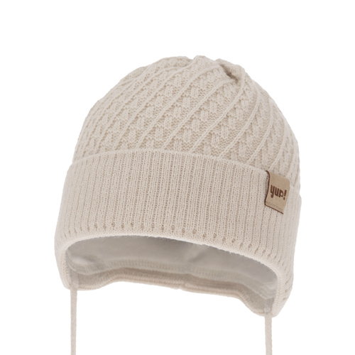 Pojke höst/vår mössa, beige, med knytband, David