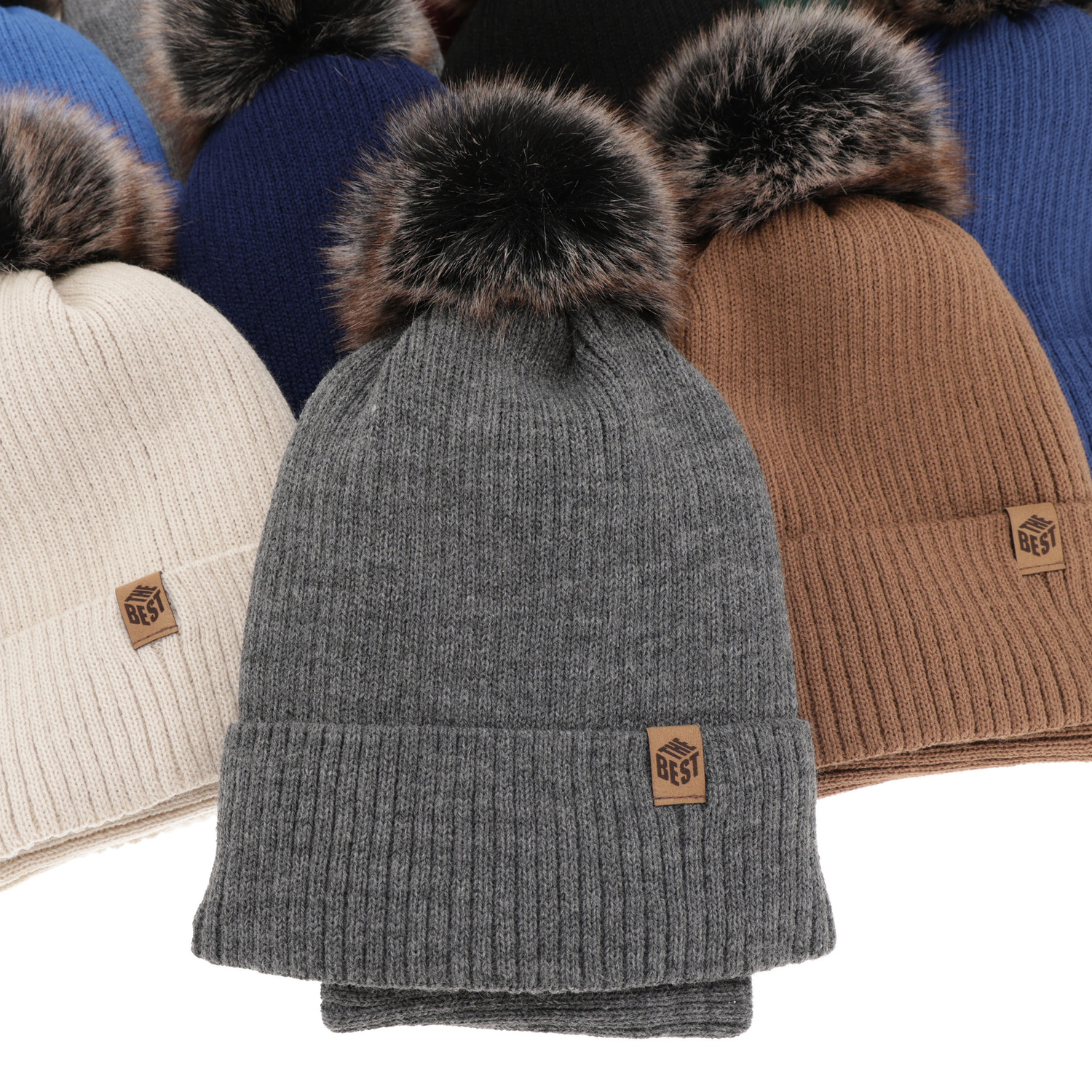Pojke vinter set: mössa och tubhalsduk, brun, med pompom, Wizar