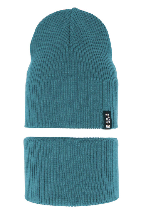 Pojke höst/vår set: mössa och tubhalsduk, blå, med bomull, Tunis