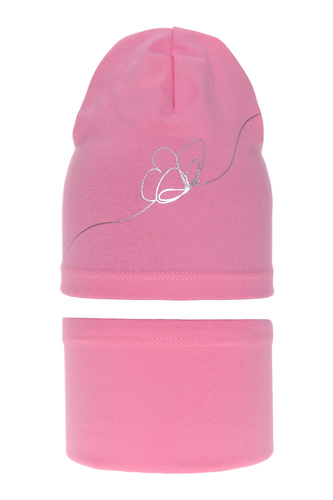 Flicka höst/vår set: mössa och tubhalsduk, rosa, fodrad med bomull, Jula