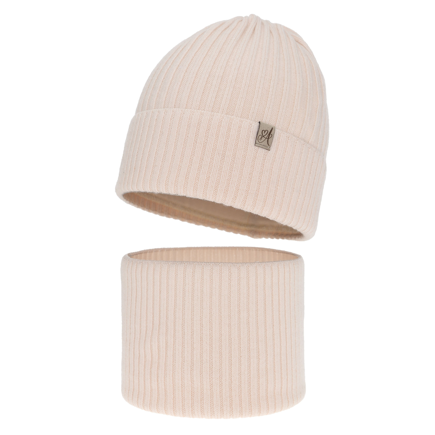 Flicka vinter set: mössa och halsduk, rosa, 100% Merino Ull, Patricia