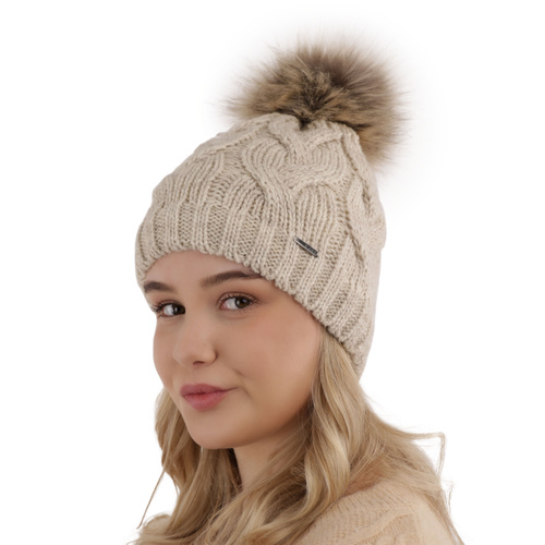 Dam vintermössa, vinter, lila, med pompom, Terri