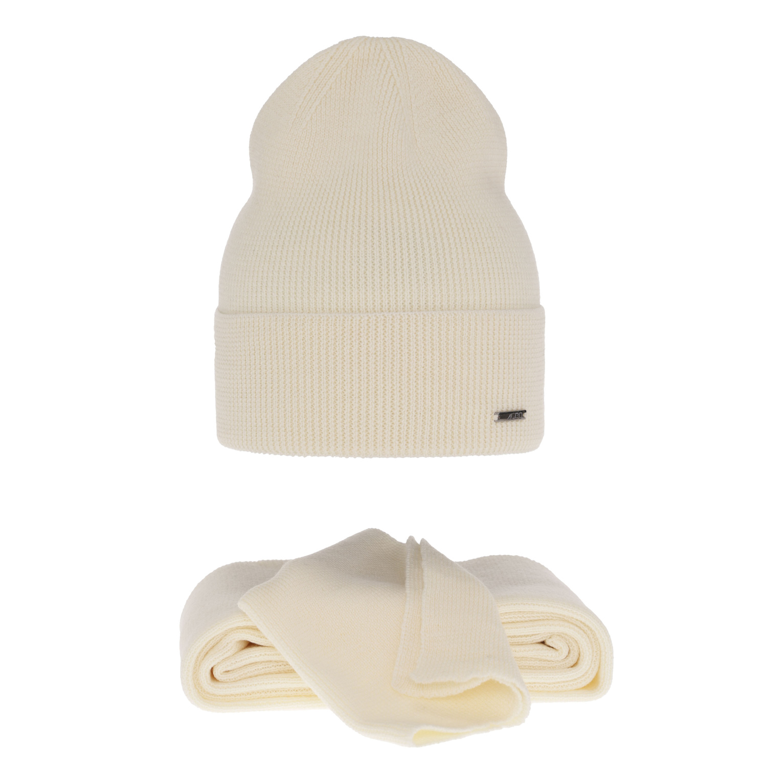 Dam vinter set: mössa och halsduk, krem, 100% Merino Ull, Melpomena