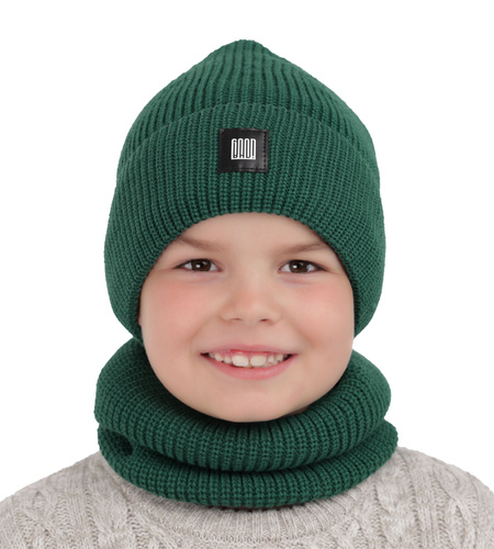 Pojke vinter set: mössa och tubhalsduk, khaki, Amadeo