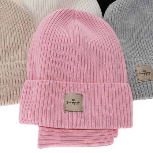 Flicka höst/vår set: mössa och tubhalsduk, rosa, 100% Merino Ull, Vanita