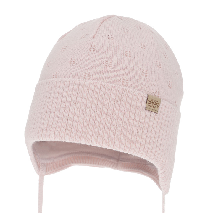 Flicka höst/vår mössa, rosa, med knytband, Froya
