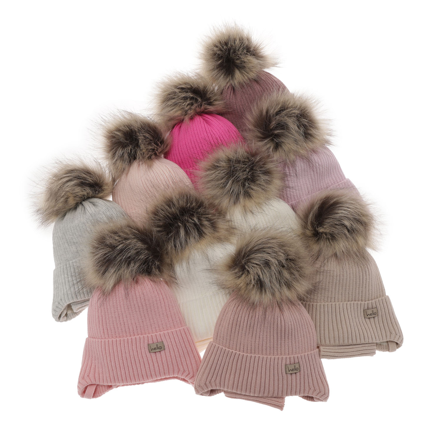 Flicka vinter set: mössa och halsduk, rosa, med knytband, Bria