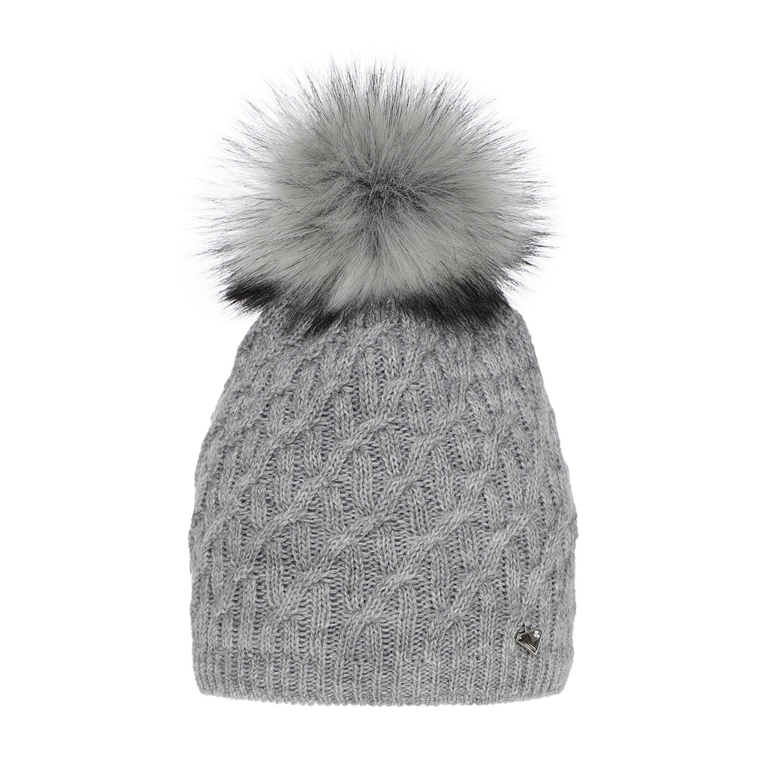 Dam vintermössa, grå, med pompom, Kaskada