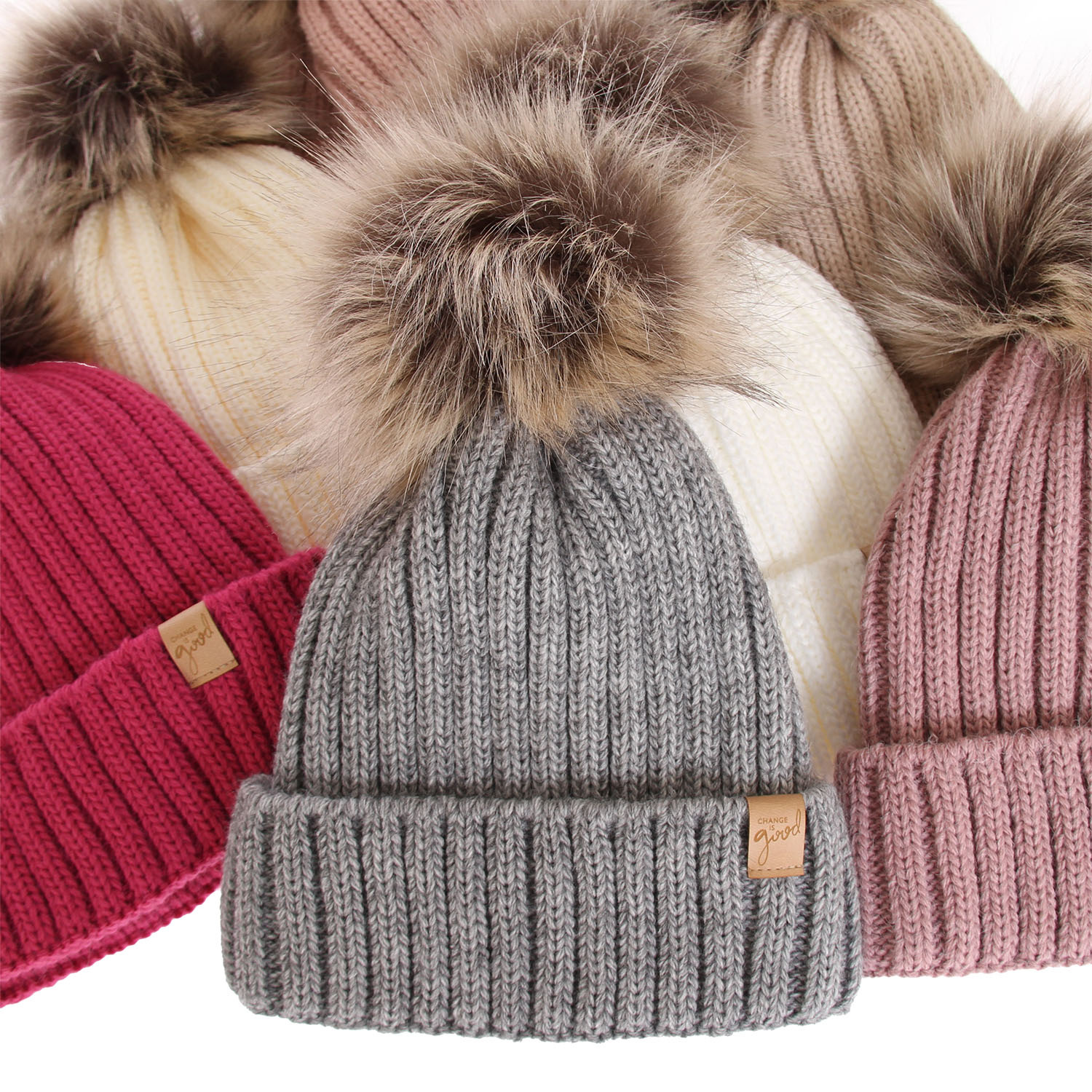 Dam vintermössa, beige, med pompom, Europa