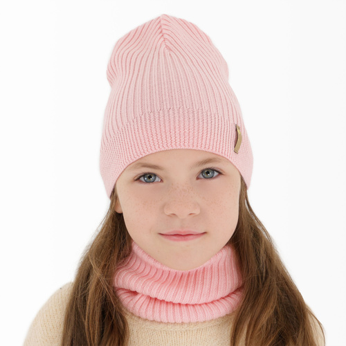 Flicka höst/vår set: mössa och tubhalsduk, camel, 100% Merino Ull, Chelsie