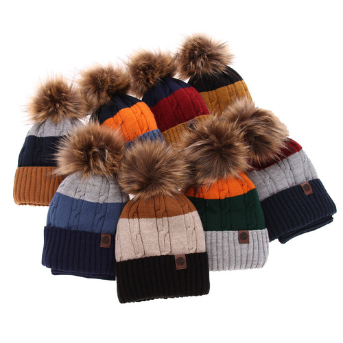Pojke vinter set: mössa och halsduk, blå, med pompom, Karmel