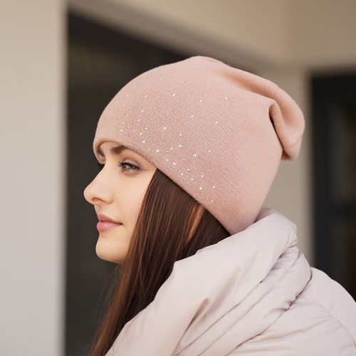 Dam vintermössa, rosa, med merinull, Minerwa