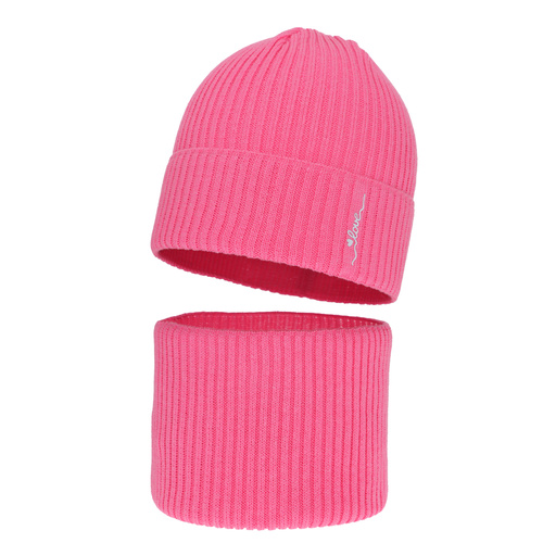 Flicka höst/vår set: mössa och tubhalsduk, lavendel, med bomull, Furora