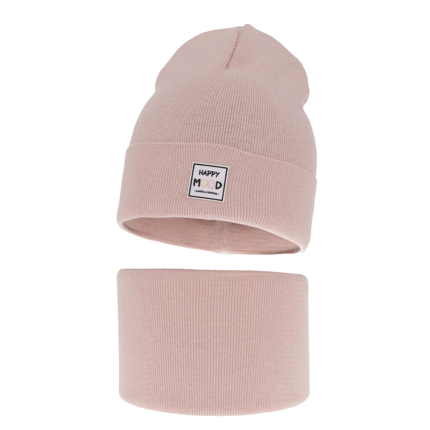 Flicka höst/vår set: mössa och tubhalsduk, rosa, med bomull, Mersila