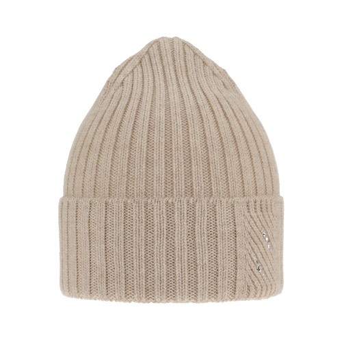 Dam vintermössa, beige, med merinull, 100% Merino Ull, Ariga