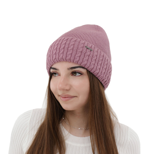 Dam vintermössa, rosa, med merinull, Febe