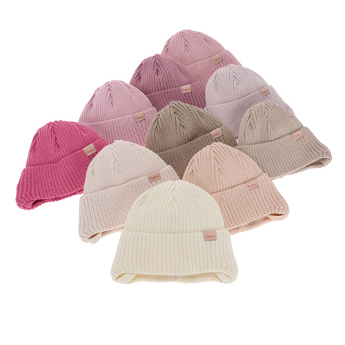 Flicka vintermössa, lila, med knytband, med merinull, Punia