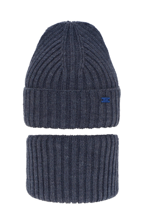 Pojke vinter set: mössa och halsduk, jeansowy, Zeno