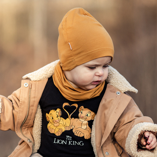 Flicka höst/vår set: mössa och tubhalsduk, beige, bomull, Hazelka