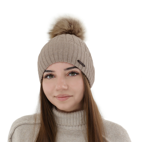 Dam vintermössa, camel, med merinull, Talaria