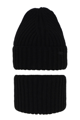 Pojke vinter set: mössa och tubhalsduk, svart, Zeno