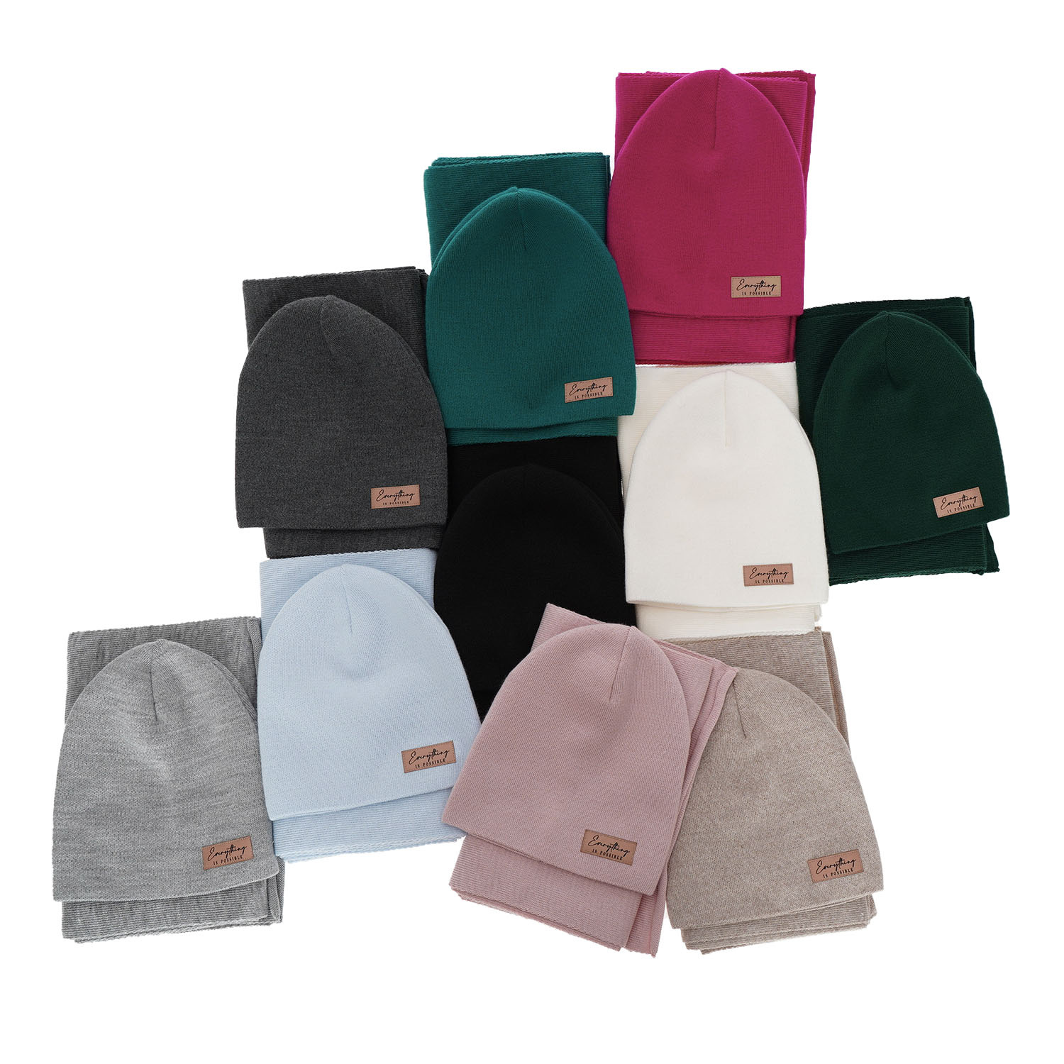 Dam höst/vår set: mössa och halsduk, creme, Zula