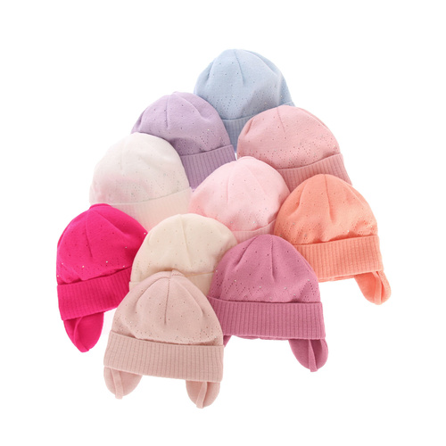 Flicka höst/vår mössa, cream, med knytband, Apka