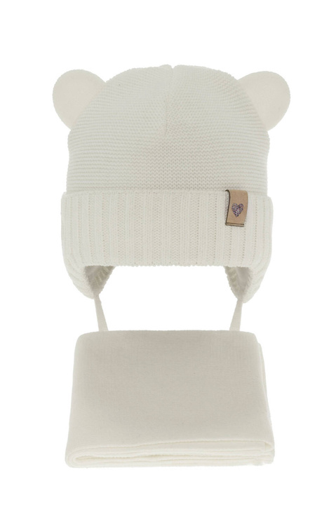 Flicka vinter set: mössa och halsduk, kremowy, Alice