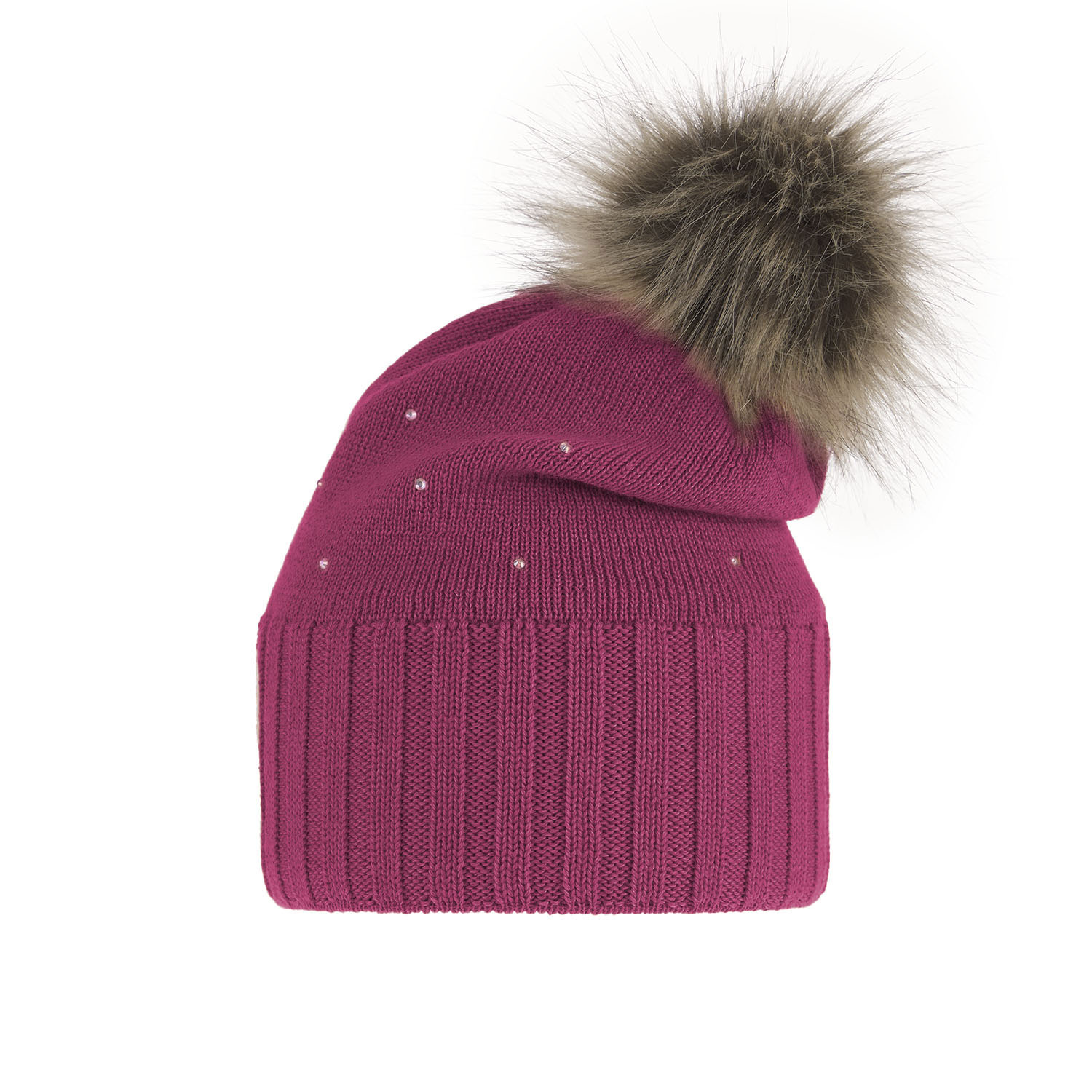 Dam vintermössa, rosa, med merinull, Malga