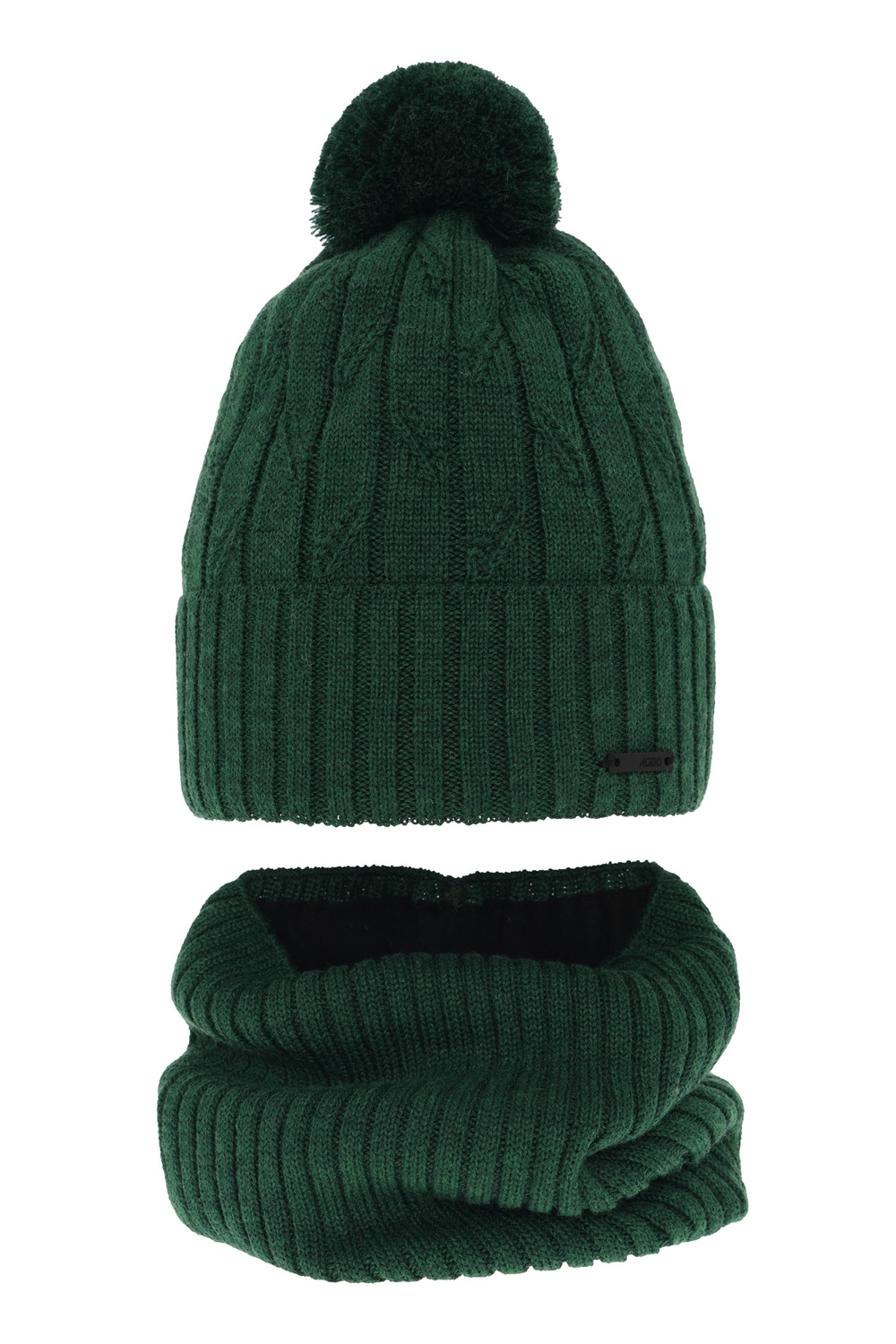 Pojke vinter set: mössa och halsduk, grön, med pompom, med merinull, Talar