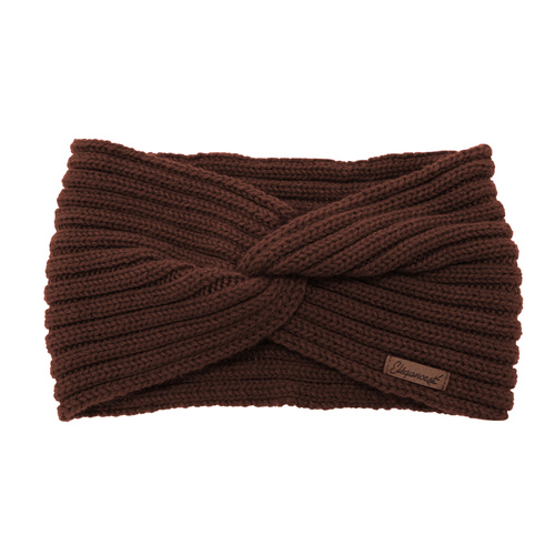 Dam vinter pannband, brun, 100% Merino Ull, Veka
