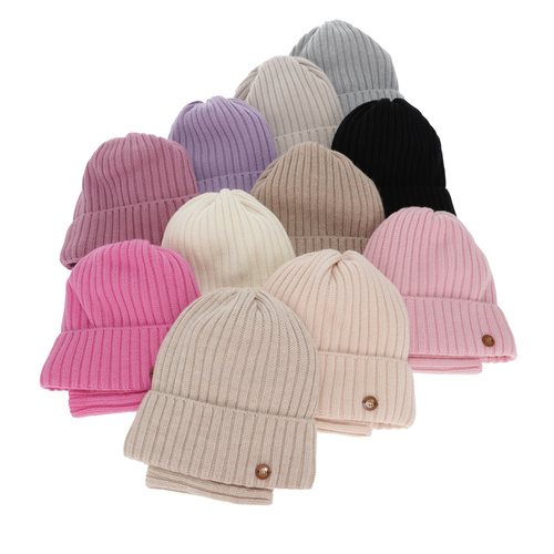 Flicka vinter set: mössa och tubhalsduk, rosa, 100% Merino Ull, fodrad med bomull, Vanira