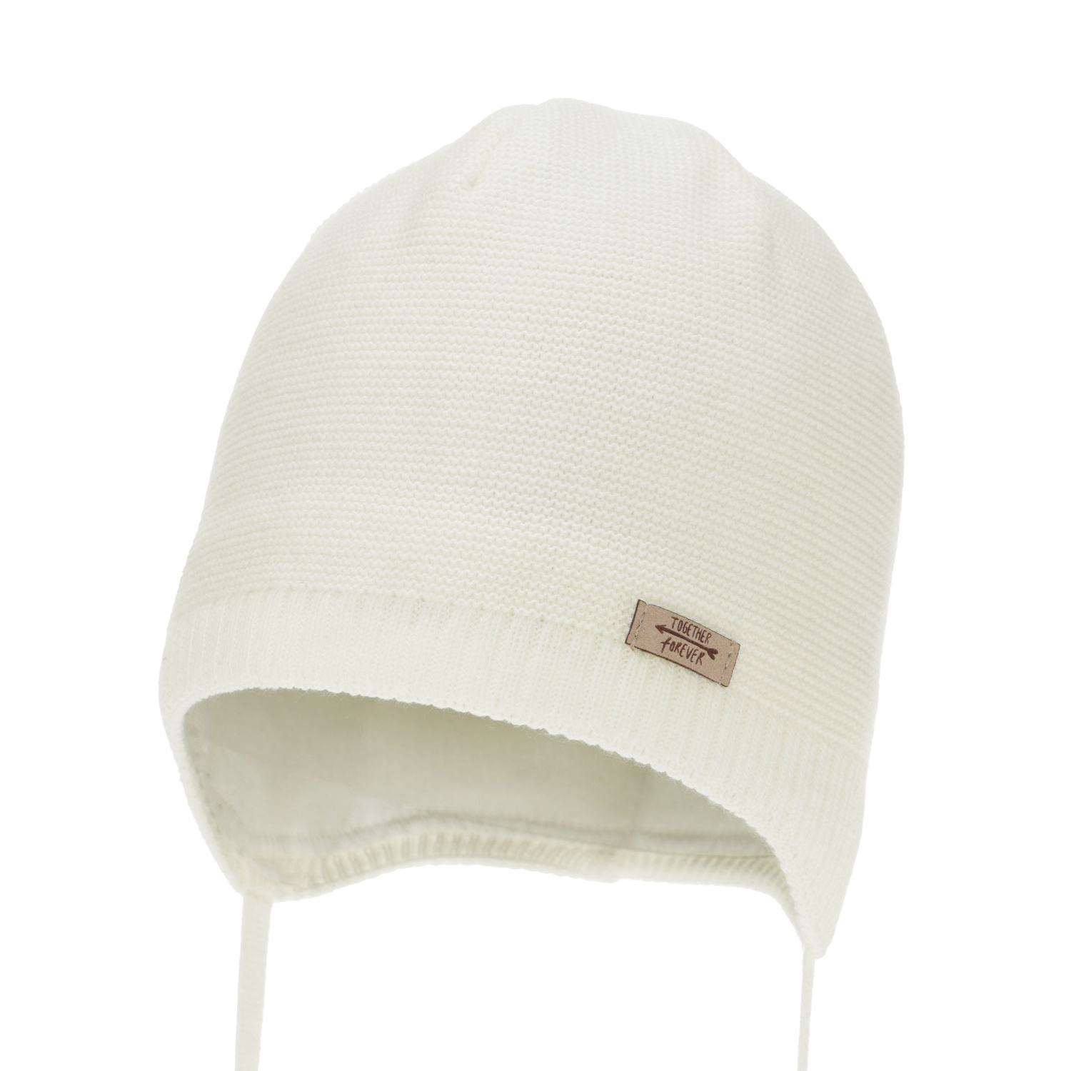 Flicka höst/vår mössa, kremfärgad, med knytband, Svenja