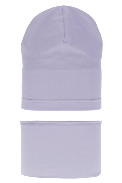 Flicka höst/vår set: mössa och tubhalsduk, lila, bomull, Hazelka