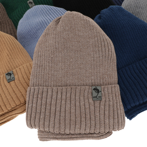 Pojke vinter set: mössa och halsduk, ljusgrå, med merinull, Gecko