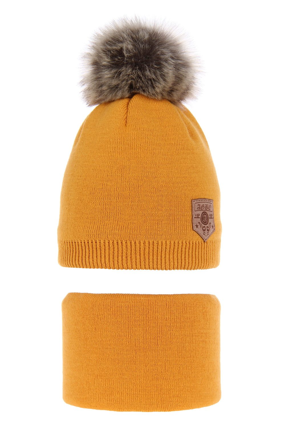 Pojke vinter set: mössa och tubhalsduk, med pompom, Apolin
