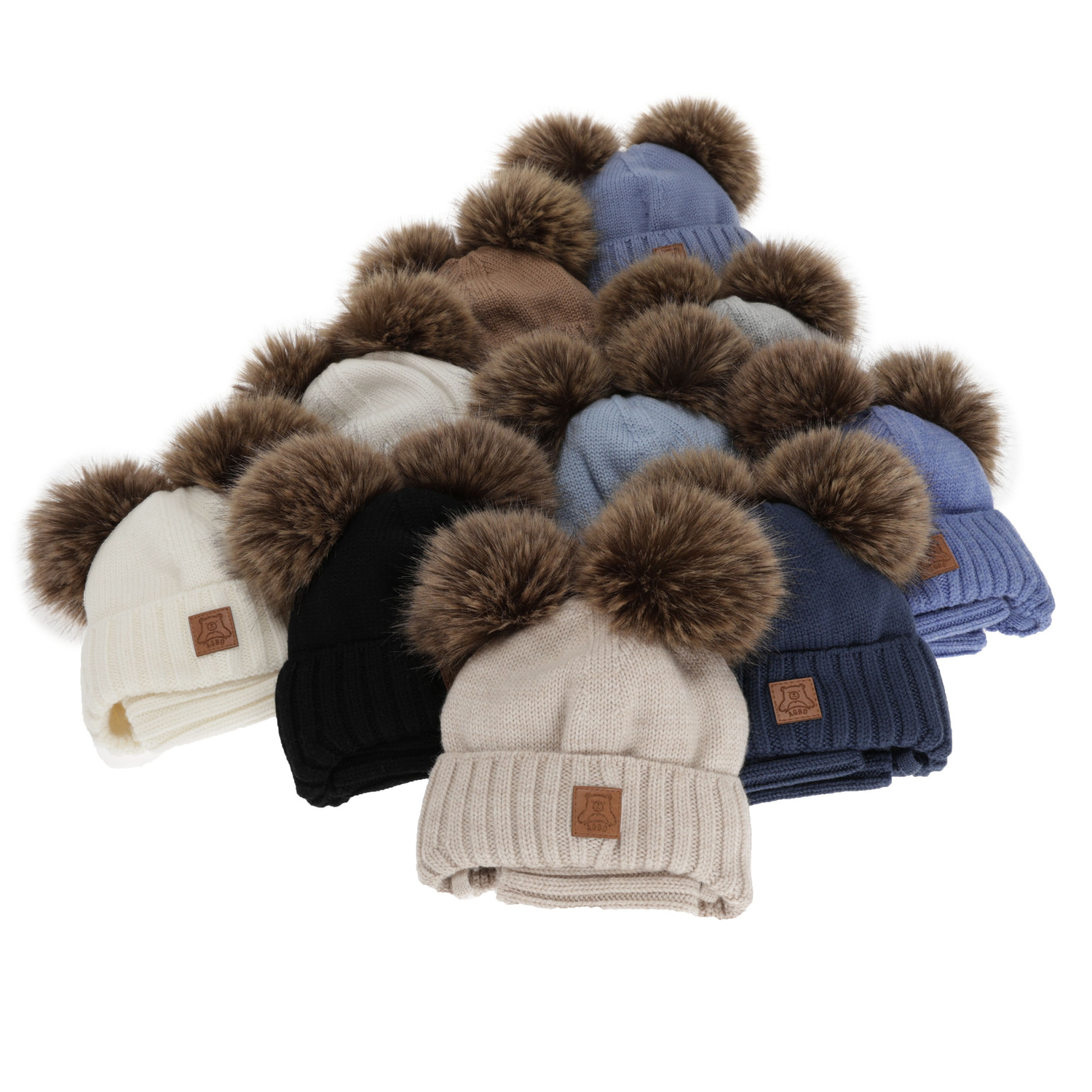 Pojke mössa och tubscarf, vinter set, krämfärgad, 100% merinull, fodrad med ullfleece, Ronik