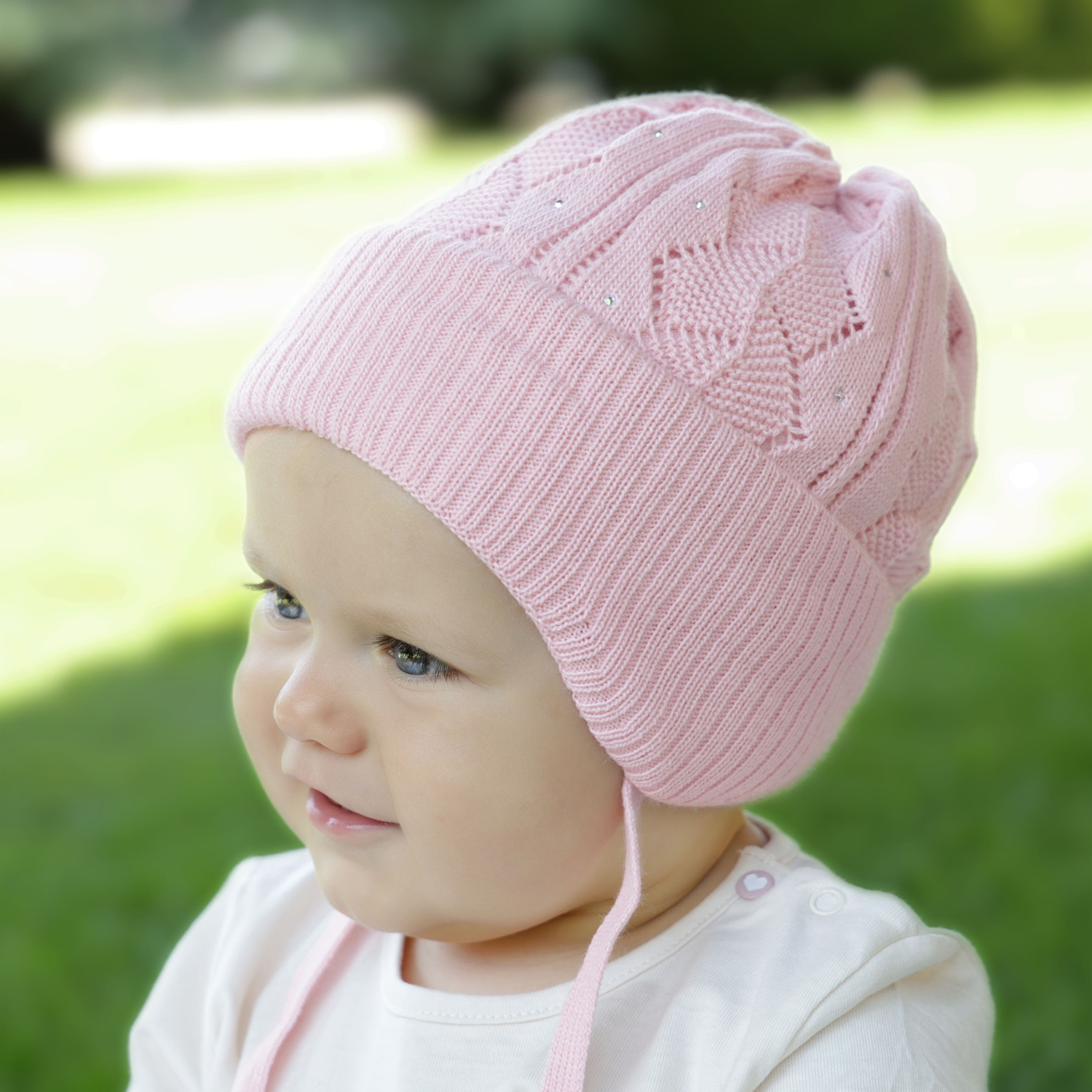 Flicka höst/vår mössa, lila, med knytband, Marinetta