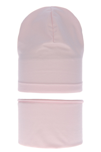 Flicka höst/vår set: mössa och tubhalsduk, rosa, fodrad med bomull, Hazelka
