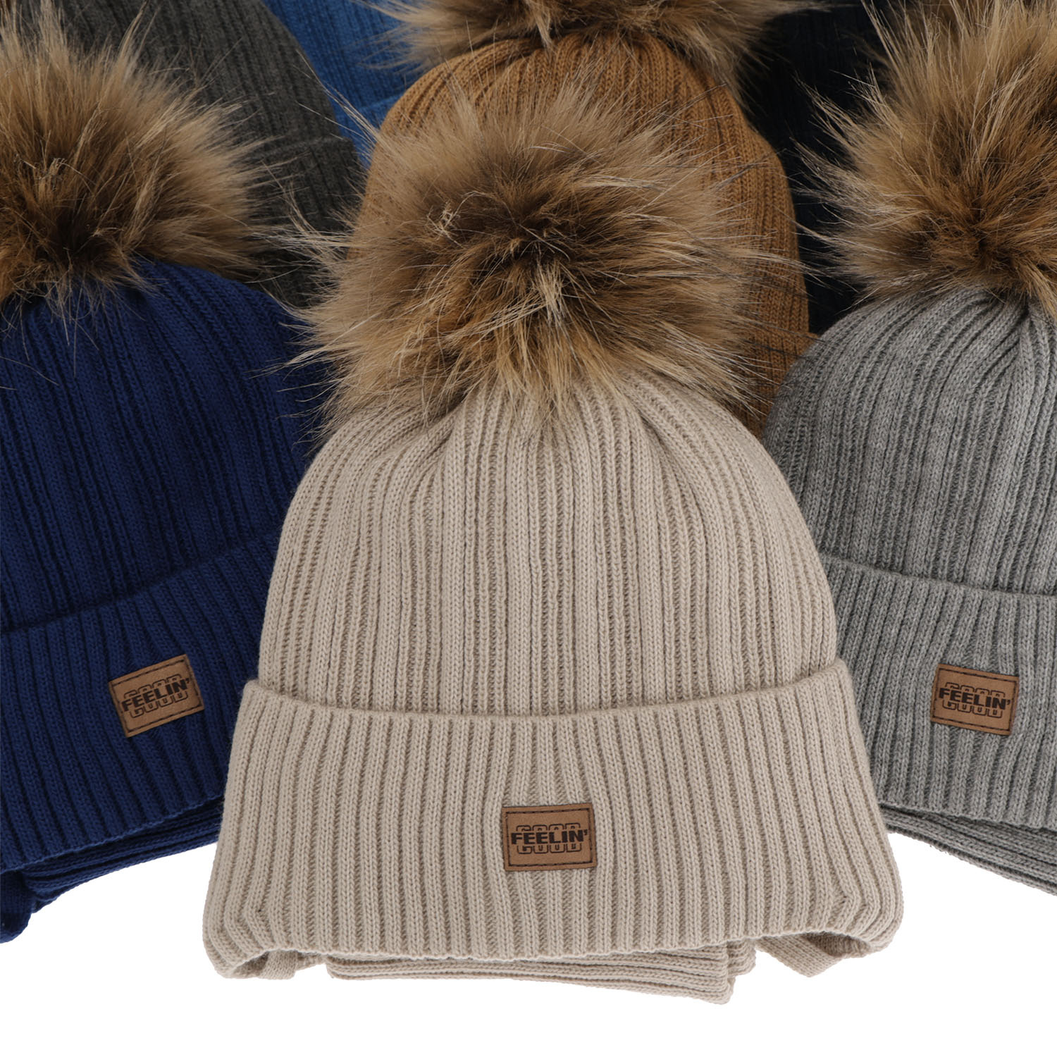 Pojke vinter set: mössa och halsduk, grå, med pompom, Eger