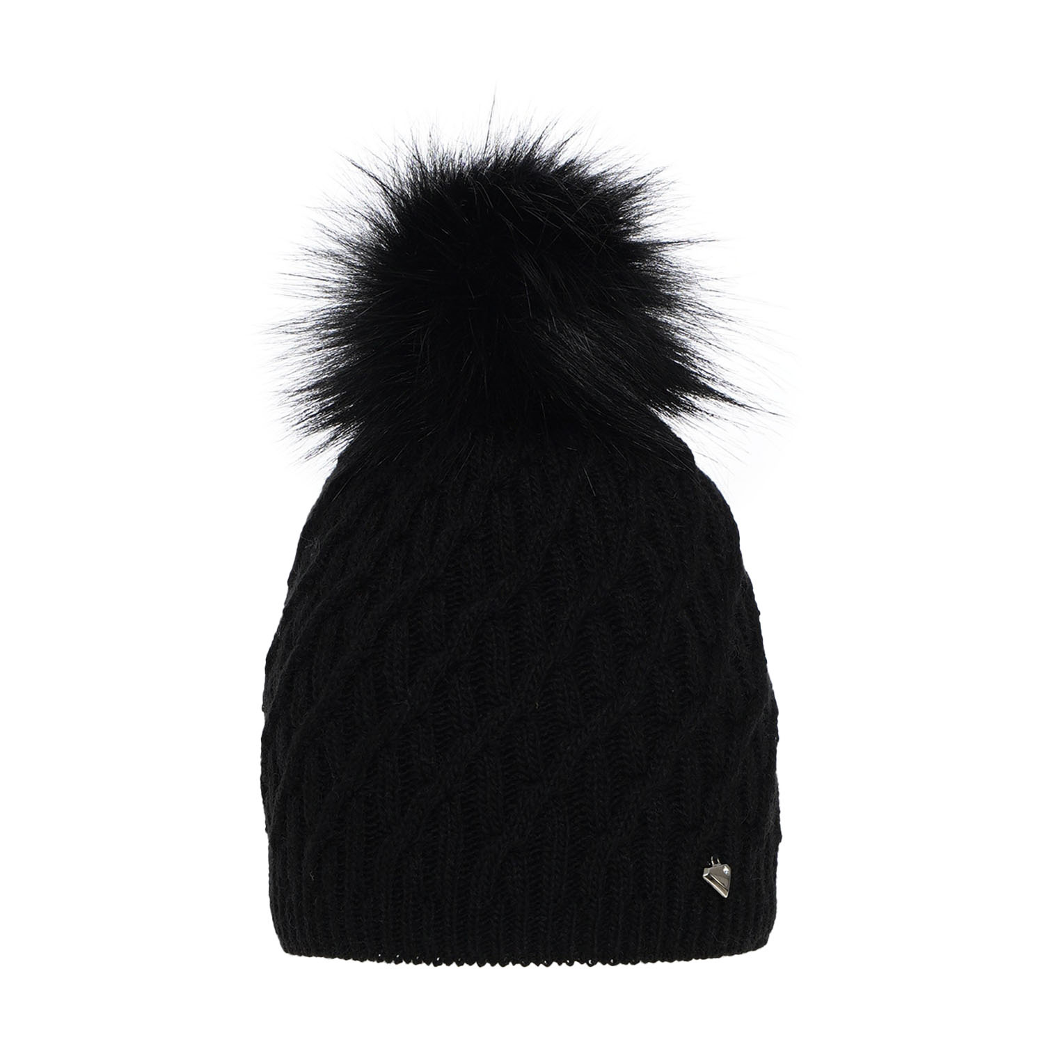 Dam vintermössa, svart, med pompom, Kaskada